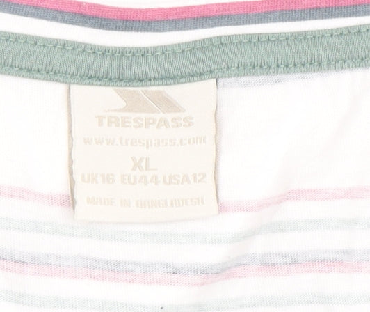 Trespass Women's Striped T-Shirt, Size 16, White