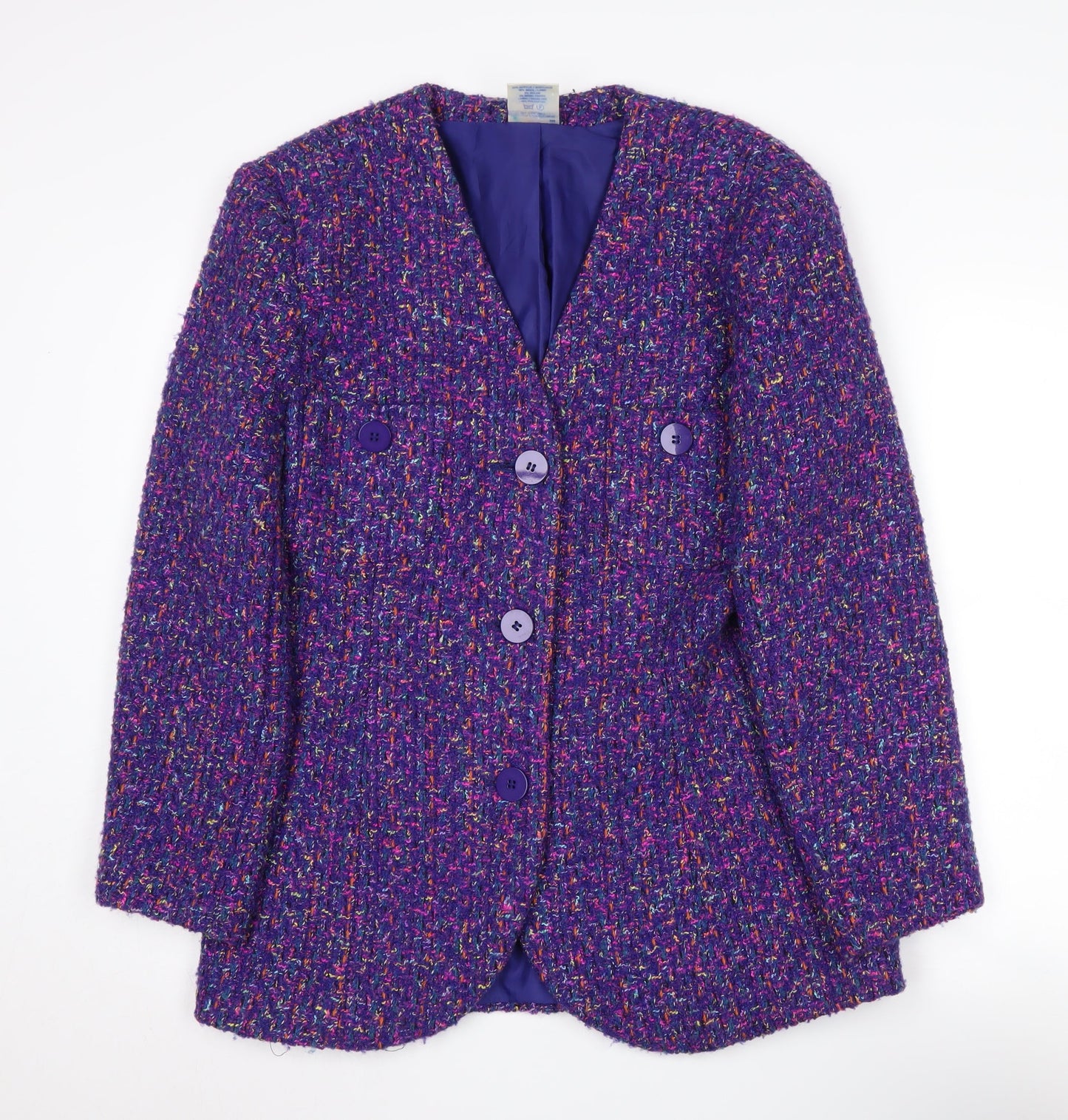 Alexon Women’s Purple Bouclé Suit Jacket Size 14 - Vintage Elegance