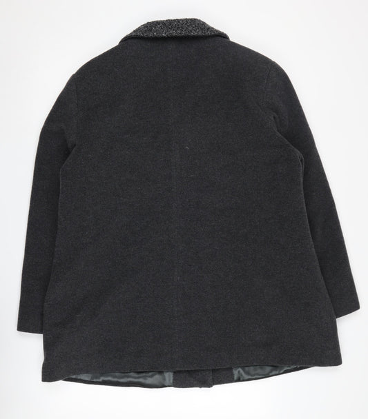 Eastex Women's Black Wool Blend Mid-Length Overcoat