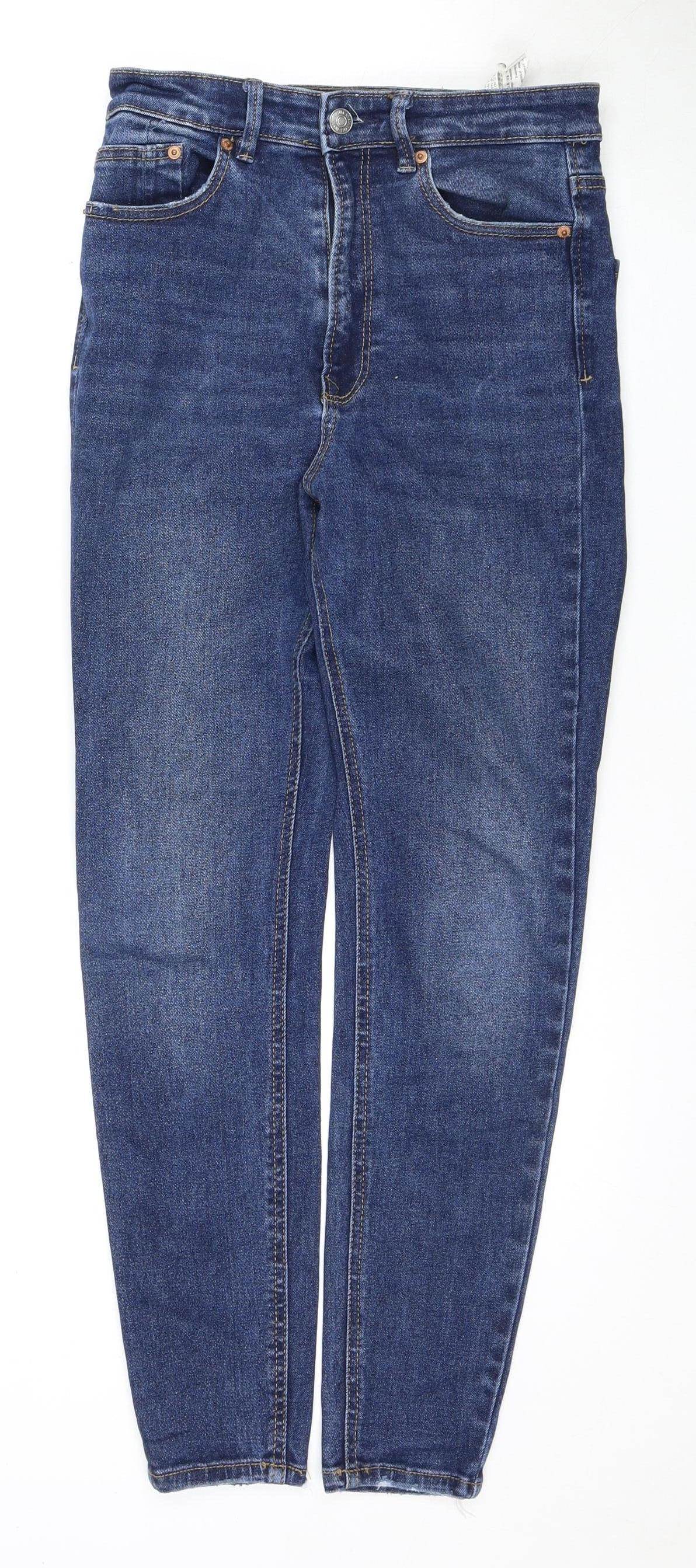 Stradivarius Women Blue High Rise Mom Jeans Size 10