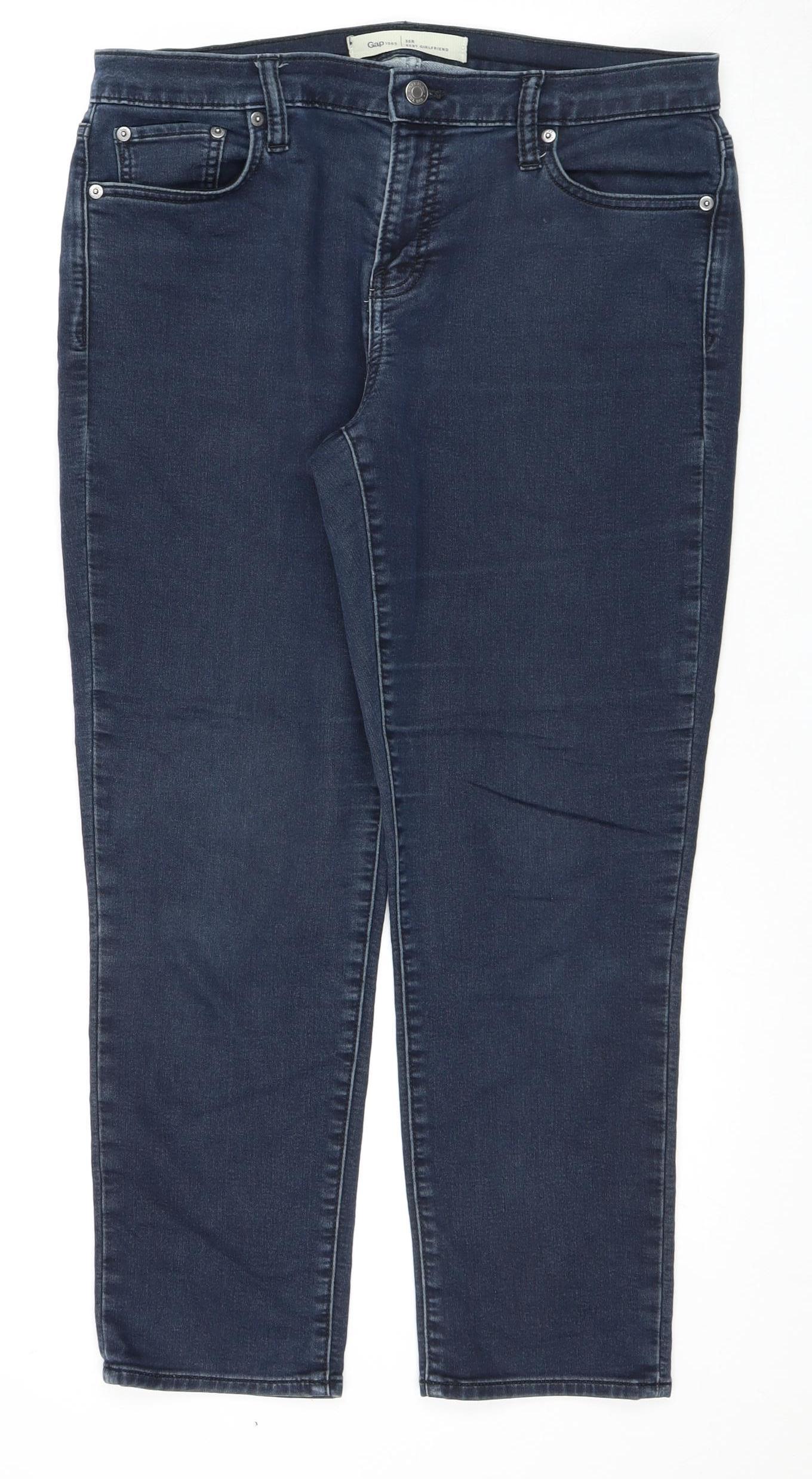 Gap Women's Blue Boyfriend Jeans Size 8 - Relaxed Fit Denim