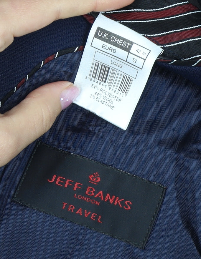 Jeff Banks Men's Blue Blazer, Size 42L, Business