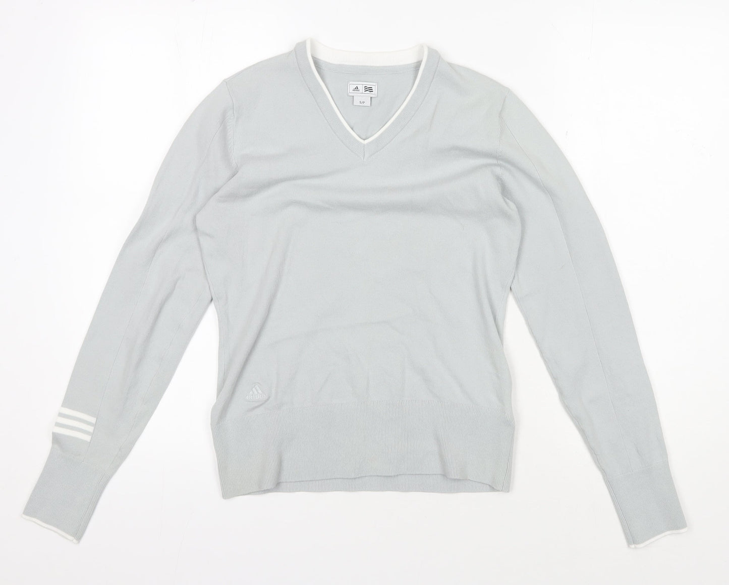 Adidas Women's Grey V-Neck Pullover Jumper Size S