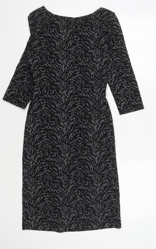 Laura Ashley Women's Black Animal Print Midi Sheath Dress