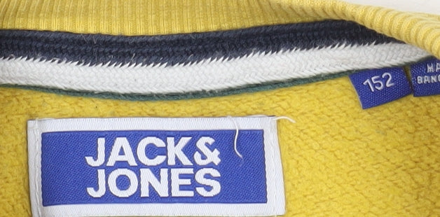 Brand and care label for Jack & Jones boys’' multicoloured pullover sweatshirt, size 152