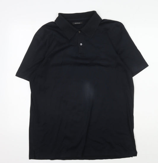 Jaeger Men's Black Polo Shirt - L, Collared & Buttoned