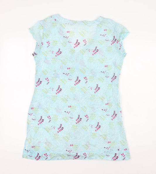 White Stuff Women's Blue Geometric T-Shirt Dress, Size 14