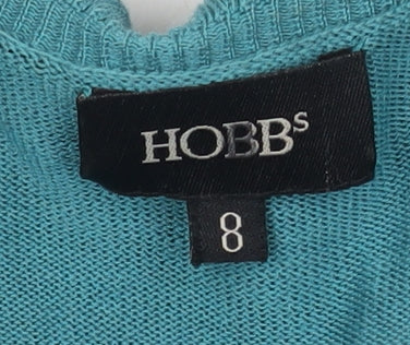 Hobbs Women's Blue Cardigan Ruffle V-Neck Size 8