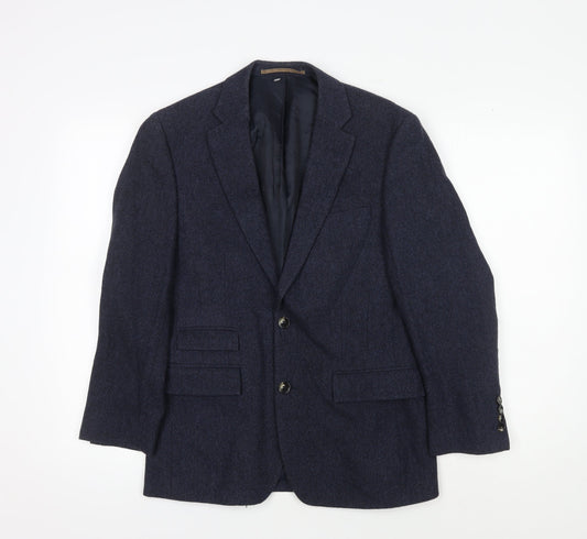 Moss London Men's Blue Wool Blazer, Size 36 Short