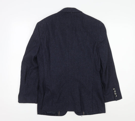 Moss London Men's Blue Wool Blazer, Size 36 Short