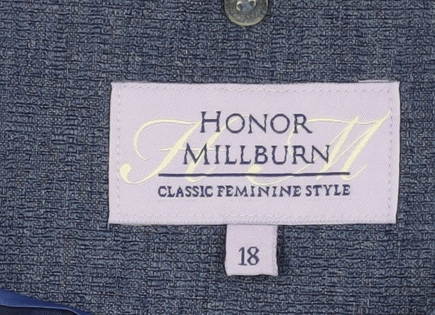 Brand and care label for Honor Millburn Women's Blue Blazer, size 18