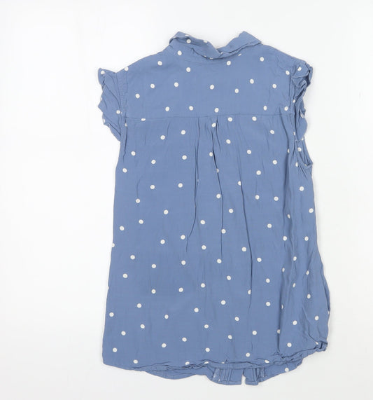 Womens UK Size 8 Laura Ashley Blue Viscose Blouse