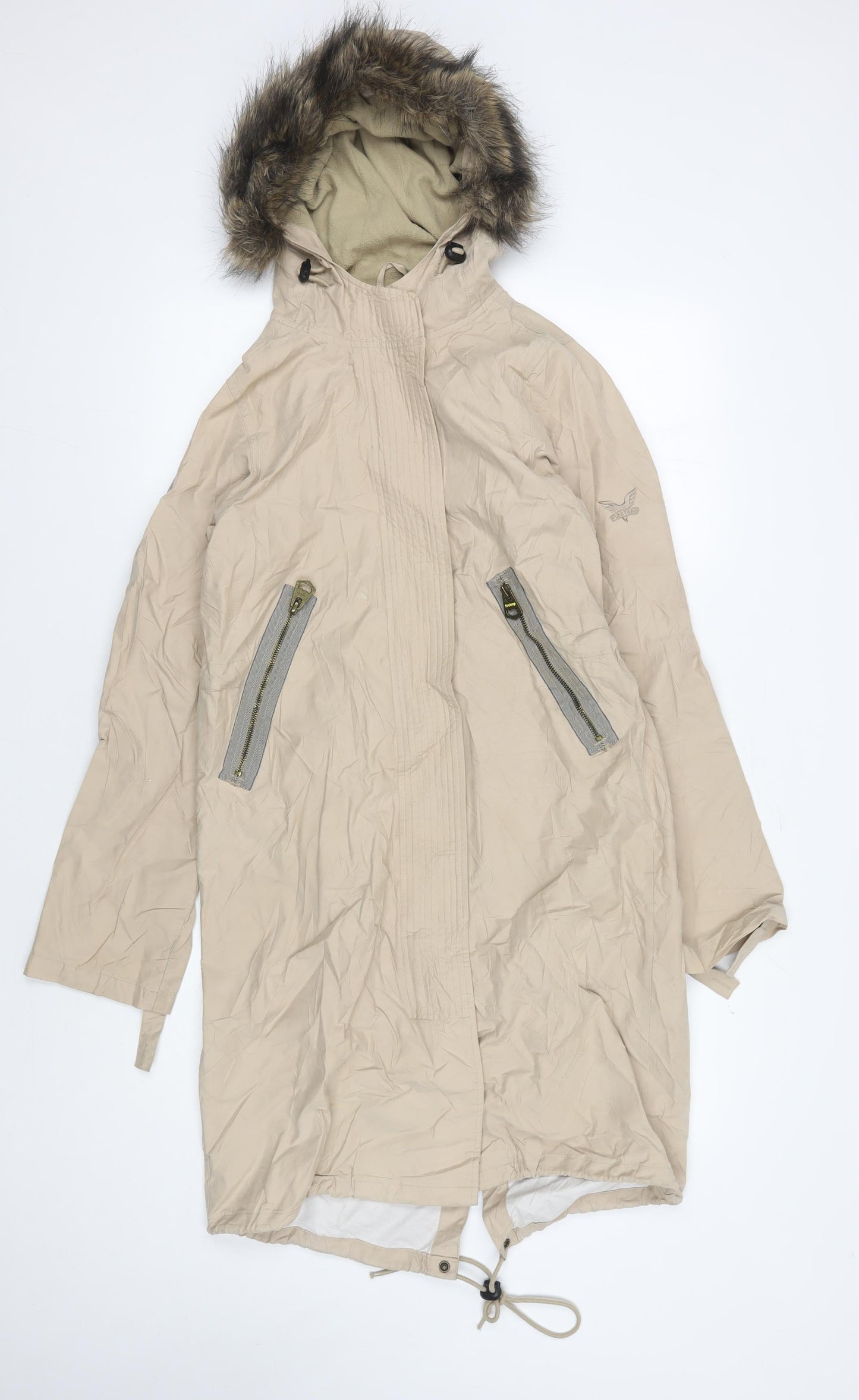 Firetrap Women's Beige Parka Jacket, Size S, Winter Casual