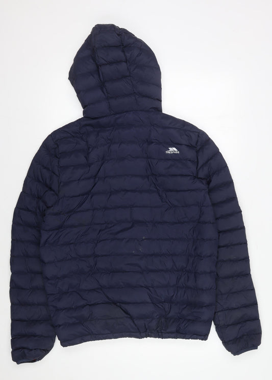 Trespass Men's Blue Puffer Jacket S Hooded Insulated