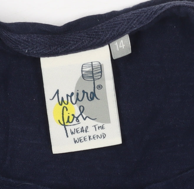 Weird Fish Women's Blue Blouse - Size 14 Long Sleeve