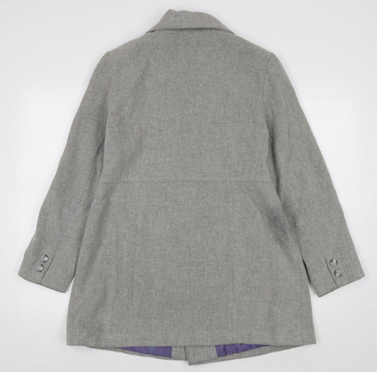 Jane Norman Grey Wool Mid-Length Coat Women UK 12