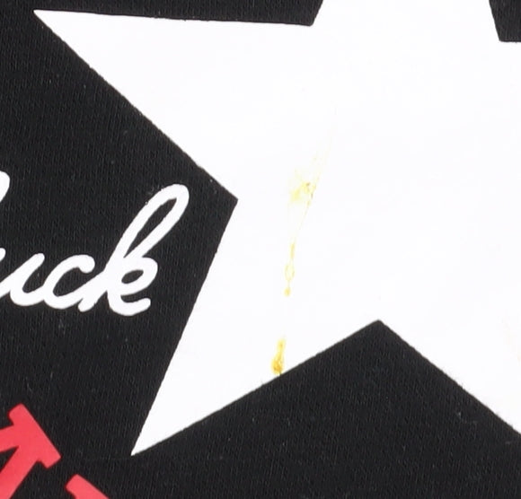 Brand and care label for Converse boys’ black pullover sweatshirt logo design 10-12 years