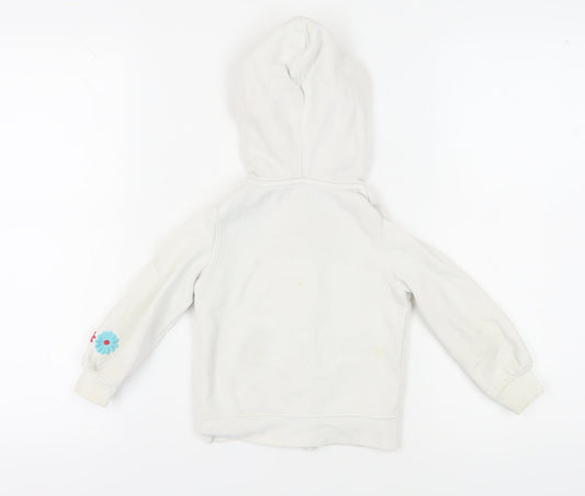 GAP Girls White Full Zip Embroidered Hoodie 4 Years
