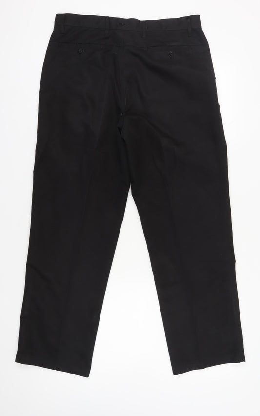 Dunlop Men's Black Regular Fit Trousers, Size 36