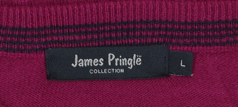 James Pringle Men's L Purple V-Neck Pullover Jumper