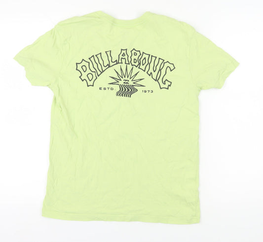Billabong Men's Green XS T-Shirt, Logo, Crew Neck