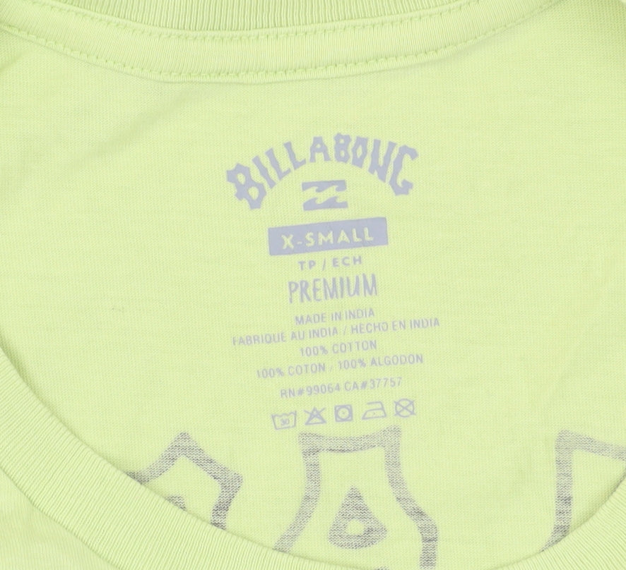 Billabong Men's Green XS T-Shirt, Logo, Crew Neck