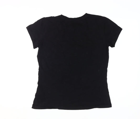 Disney Women's Black Cartoon T-Shirt - Small