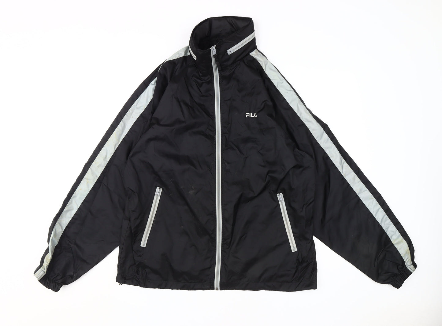 Fila Men's Black Windbreaker Jacket, Size S, Casual Style