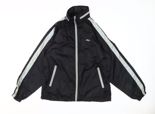 Fila Men's Black Windbreaker Jacket, Size S, Casual Style