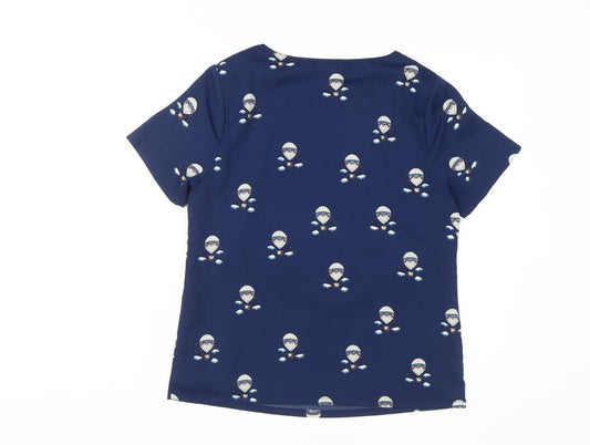 Womens UK Size 10 Sugarhill Boutique Blue Polyester T-Shirt