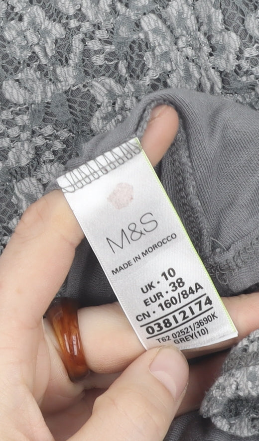 Marks and Spencer Grey Lace Tunic Blouse UK 10