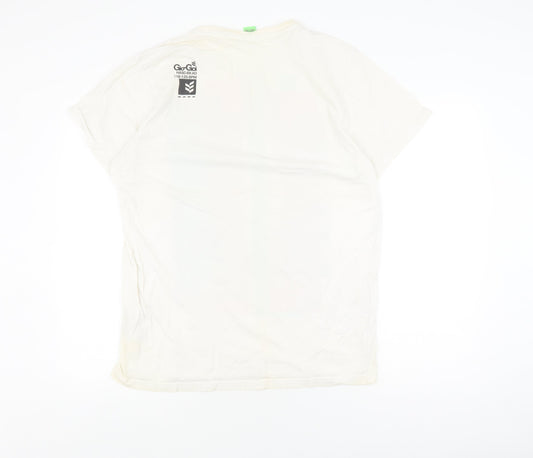 Go Go Men's XL White Graphic Print T-Shirt