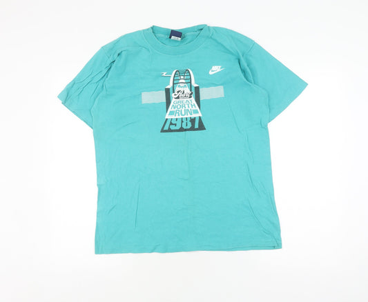 Nike Men's Blue Graphic Retro T-Shirt, Size L