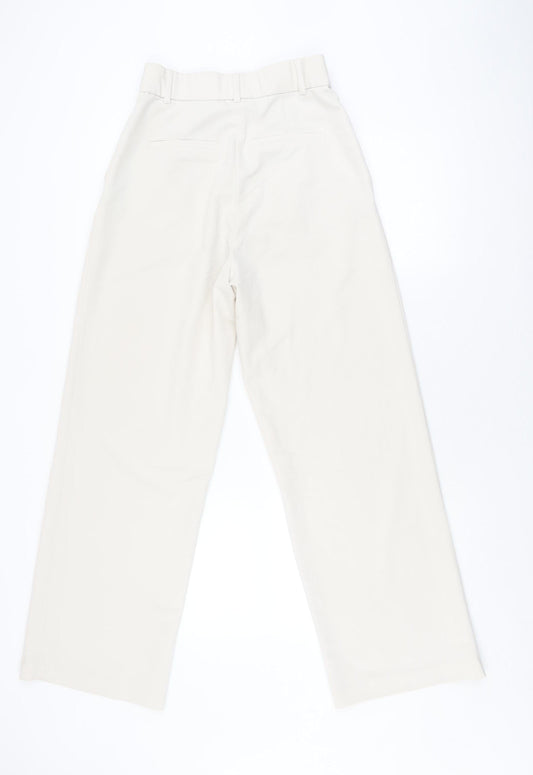 H&M Ivory Women's Straight Elastic Waist Trousers Size 10