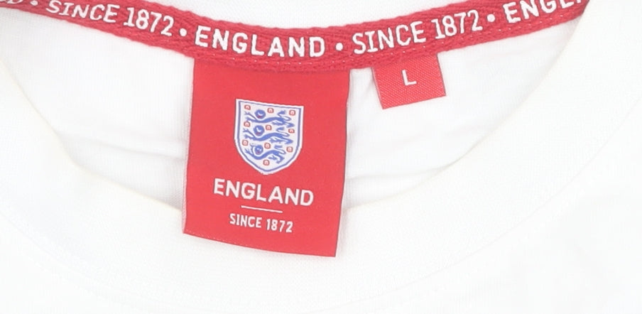 England Men's White L T-Shirt with Logo