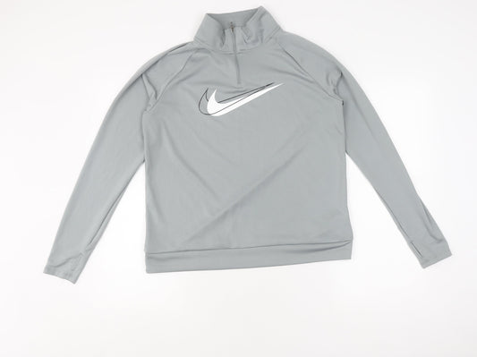 Nike Grey Running Top, M, Unisex, Long Sleeve Dri-FIT