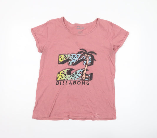 Billabong Women's Pink T-Shirt, Size 10, Casual, Graphic