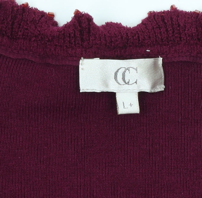 CC Women's Purple Cardigan, Size L, V-Neck