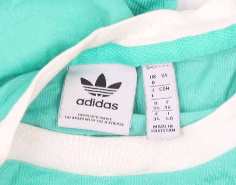 Adidas Women's Green T-Shirt Size 8 with Crew Neck