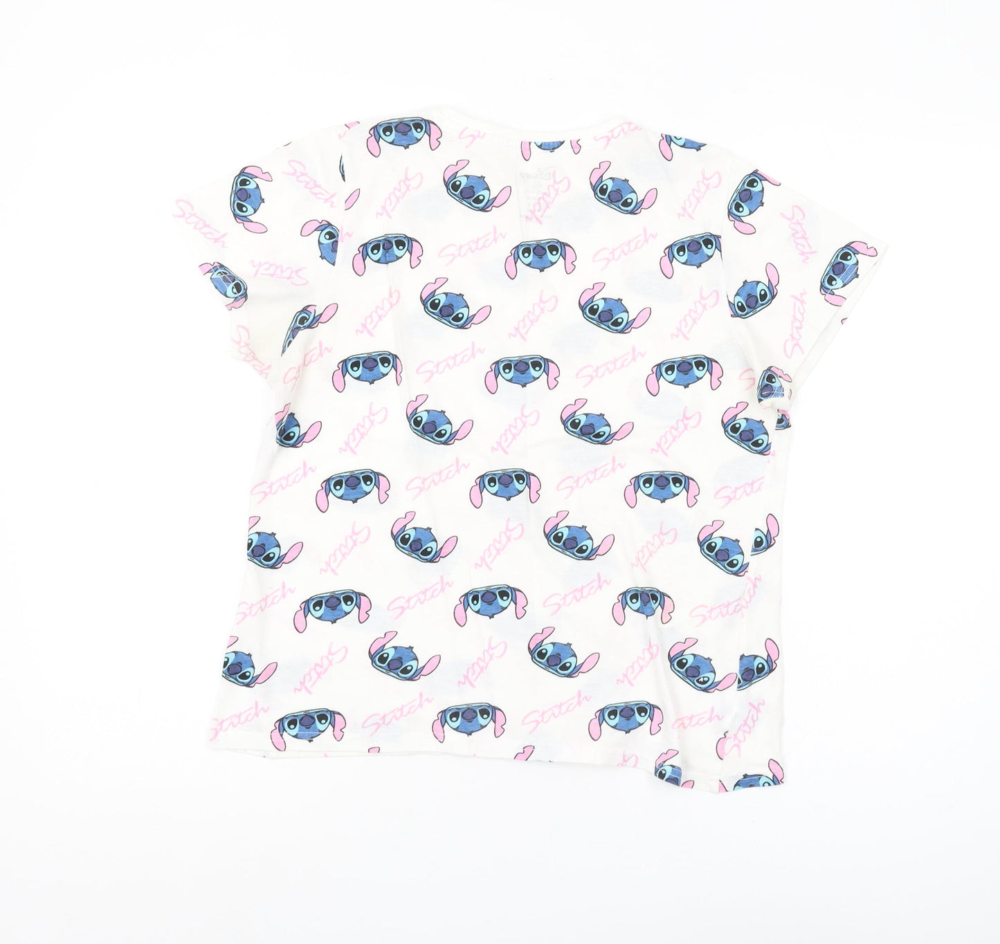 Disney Women's White Stitch T-Shirt UK Size 10 Casual