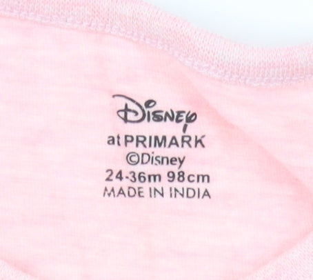 Brand and care label for Disney Bambi Pink girls’ t-shirt dress, 36 months
