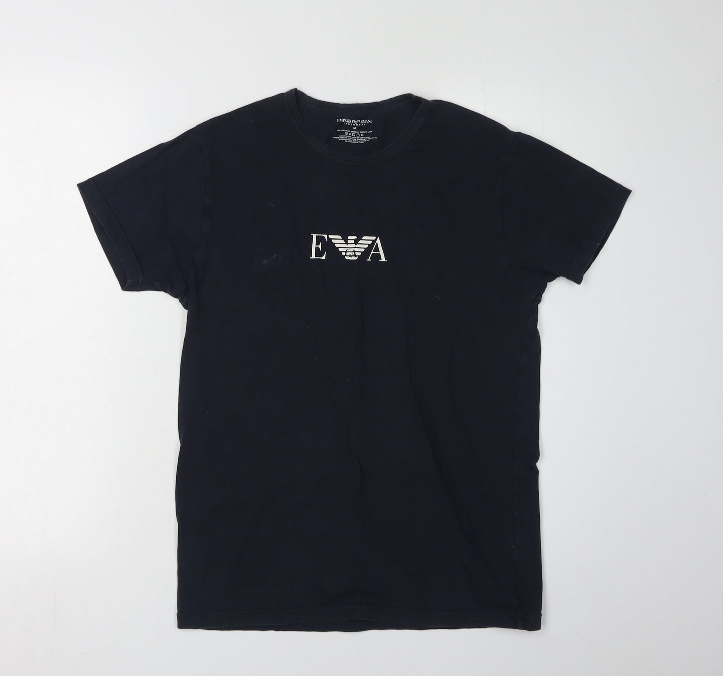 Emporio Armani Men's Black Medium T-Shirt, Logo Accented