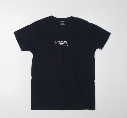 Emporio Armani Men's Black Medium T-Shirt, Logo Accented