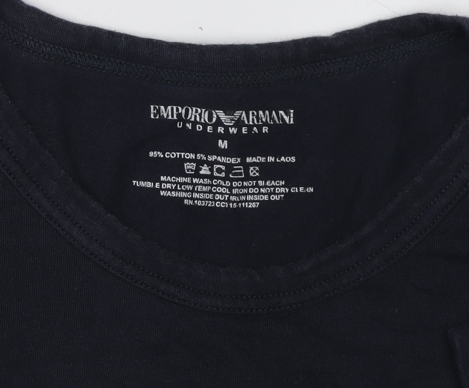 Emporio Armani Men's Black Medium T-Shirt, Logo Accented