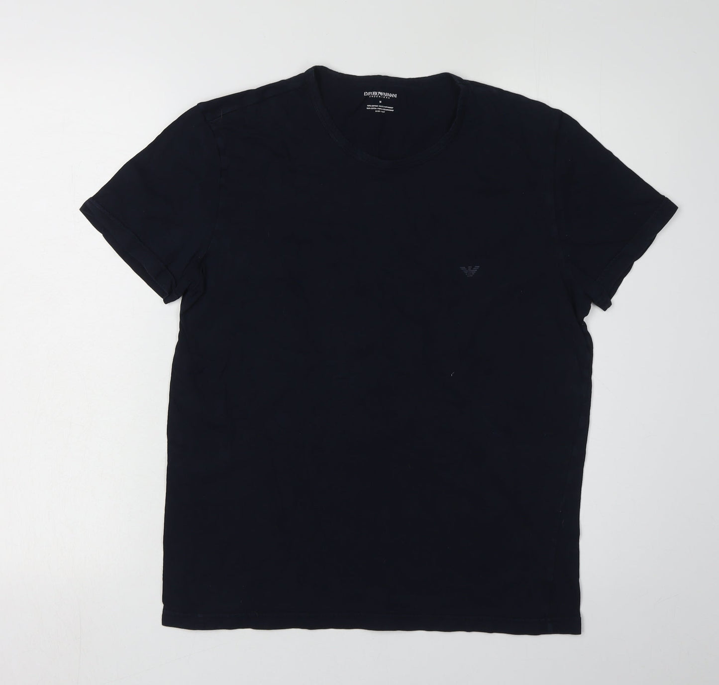 Emporio Armani Men's Black T-Shirt M Logo Crew Neck
