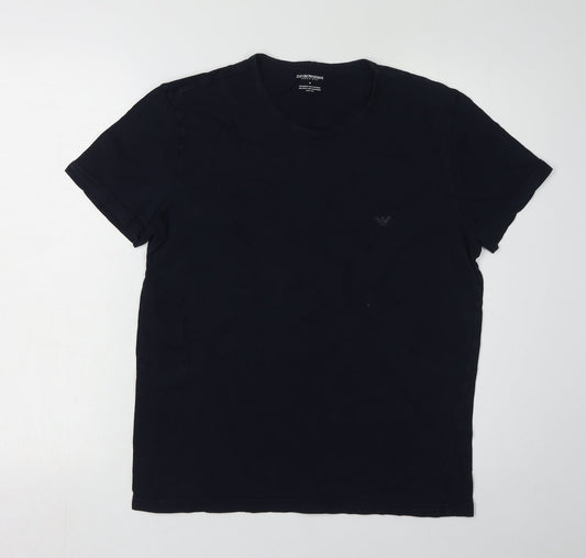 Emporio Armani Men's Black T-Shirt M Logo Crew Neck