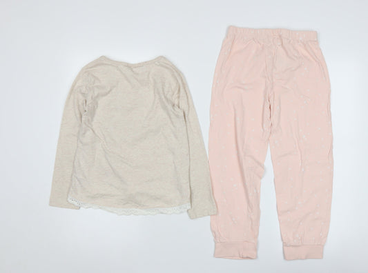 Disney Girls Tinker Bell Pyjama Set 7-8 Years Beige Pink