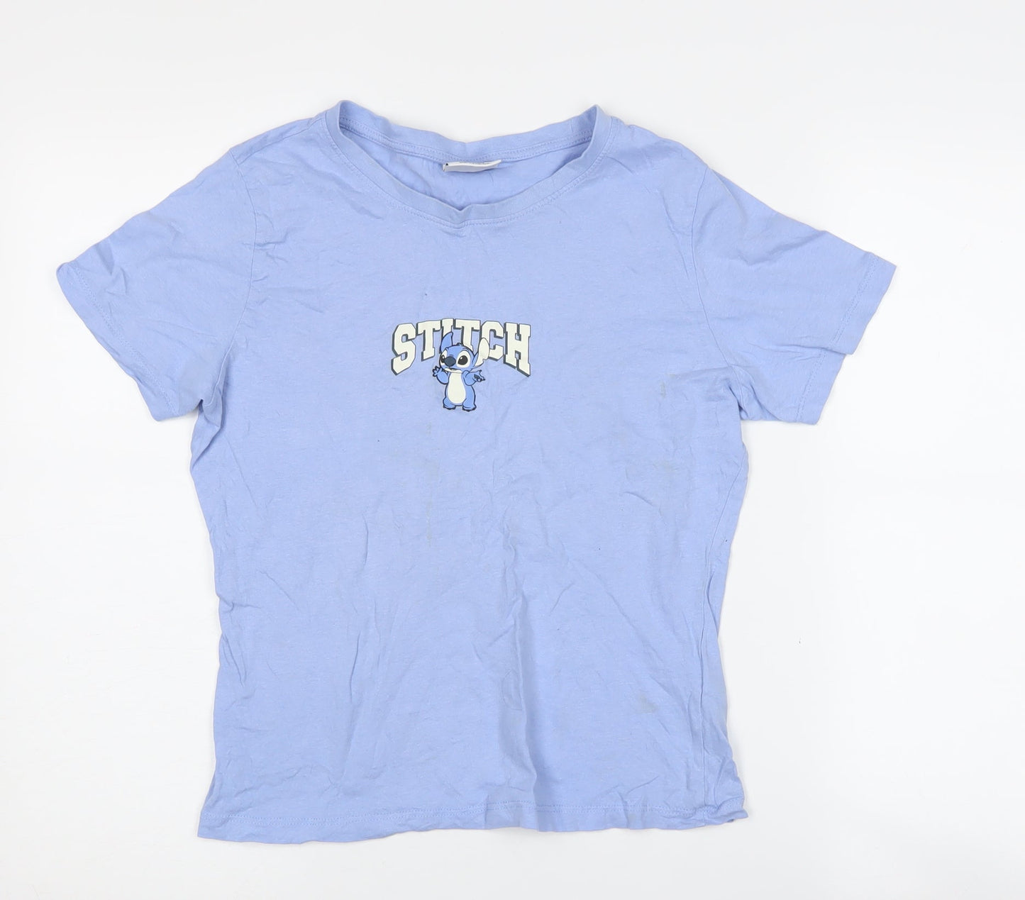 Disney Women's Blue Stitch T-Shirt, Size 12, Casual
