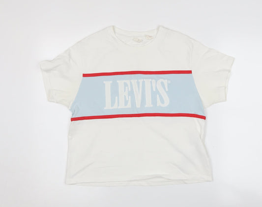 Levi's Women's White 2XS T-Shirt, Casual Crew Neck