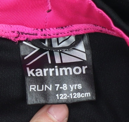 Brand and care label for Karrimor girls’ slim fit jogger trousers black 7 years